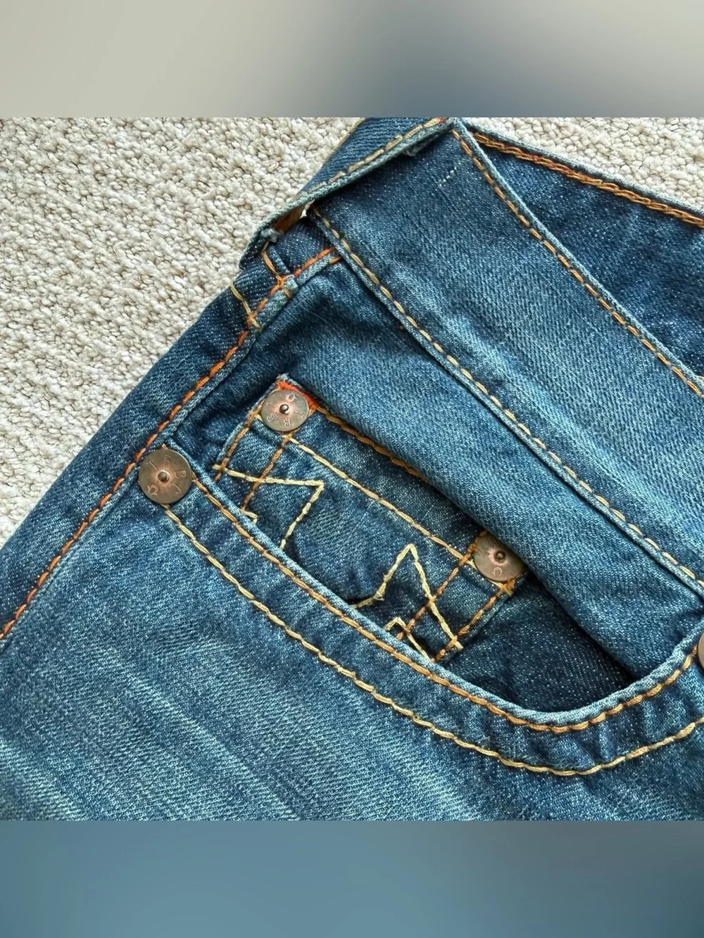 Vintage Men’s True Religion Dark Blue Straight-Leg Jeans